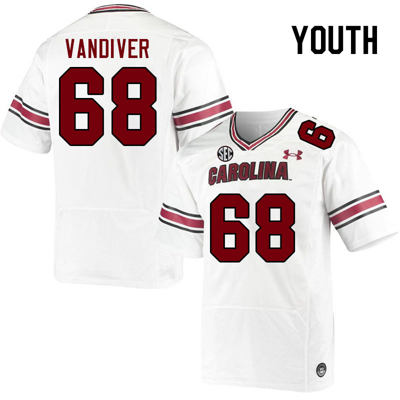 Youth #68 Campbell Vandiver South Carolina Gamecocks 2023 College Football Jerseys Stitched-White